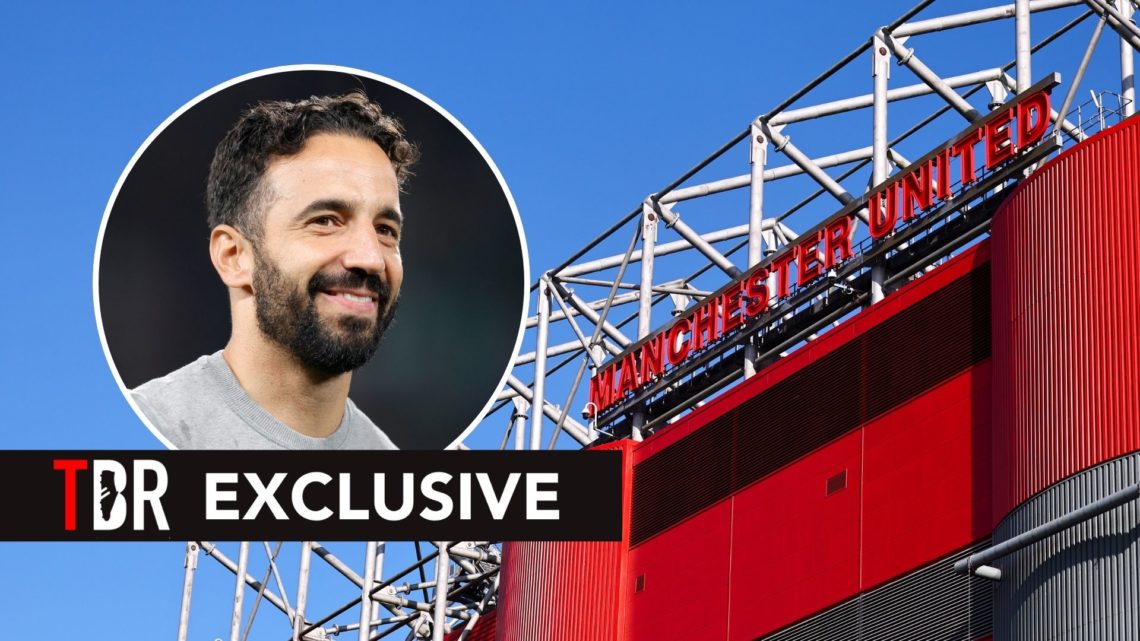 Old Trafford. Inset, Ruben Amorim.