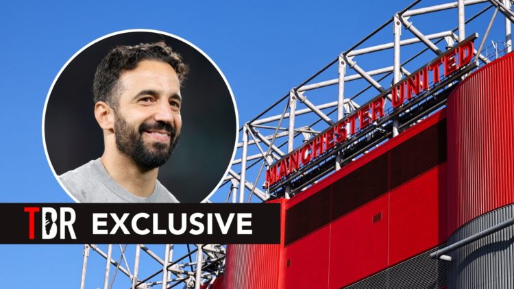 Old Trafford. Inset, Ruben Amorim.