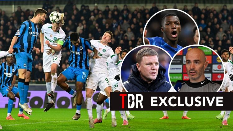 Brugge/Sporting CP players with Maresca, Howe and Moises Caicedo as insets