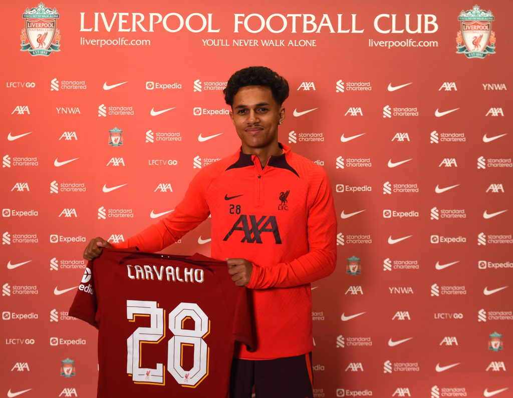 (THE SUN OUT, THE SUN ON SUNDAY OUT) Fabio Carvalho new signing for Liverpool at AXA Training Centre on July 03, 2022 in Kirkby, England.