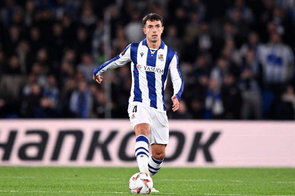 Martin Zubimendi of Real Sociedad  during the UEFA Europa League   match between Real Sociedad v Ajax at the Estadio Reale Arena on November 28, 20...