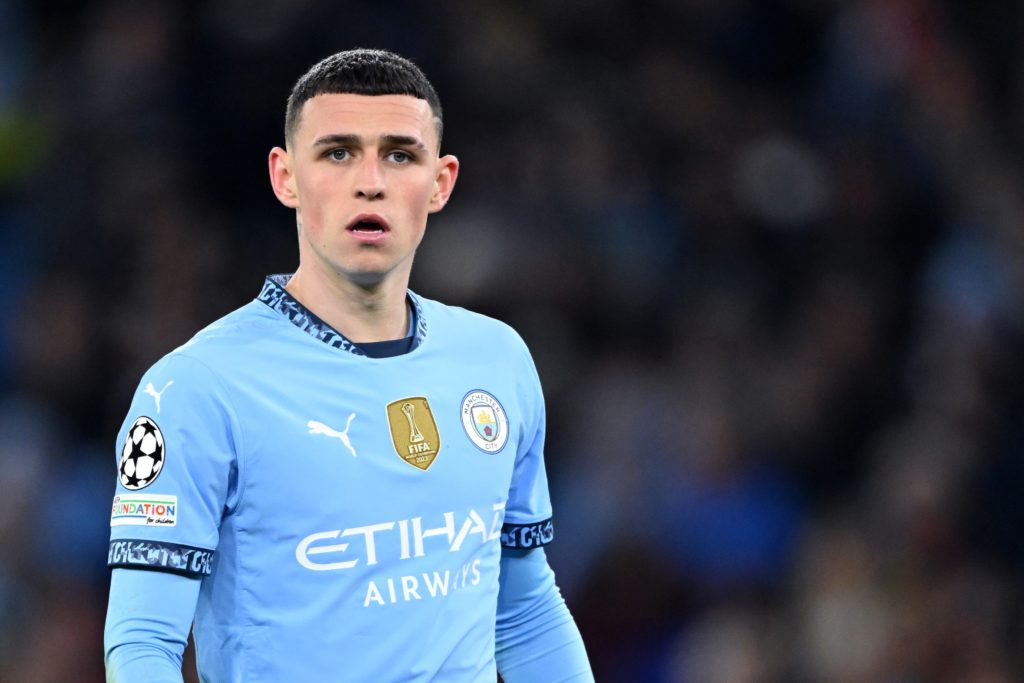 Phil Foden playing for Manchester City in the Champions League