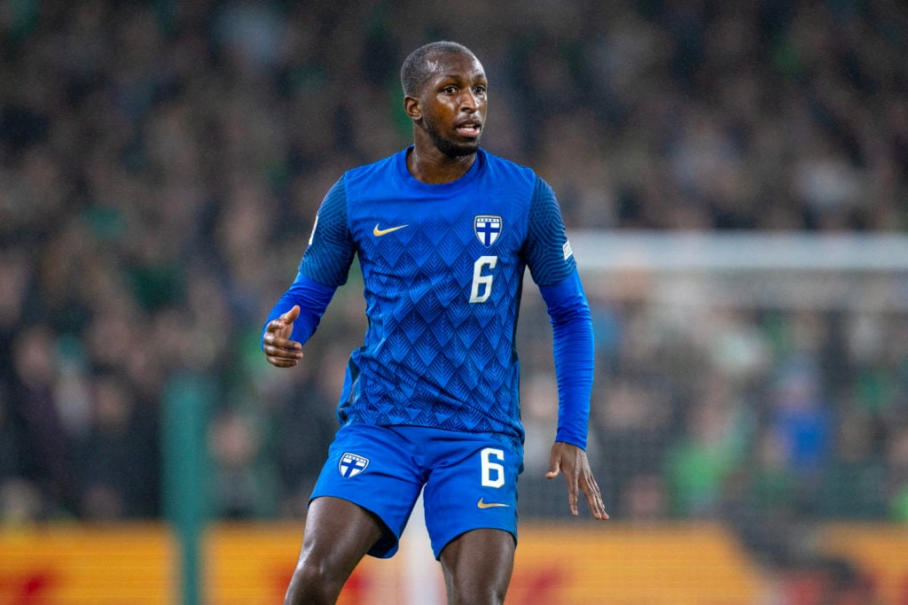 NOVEMBER 14:   Glen Kamara #6 of Finland during the Republic of Ireland V Finland, UEFA Nations League match at Aviva Stadium on November 14th, 202...