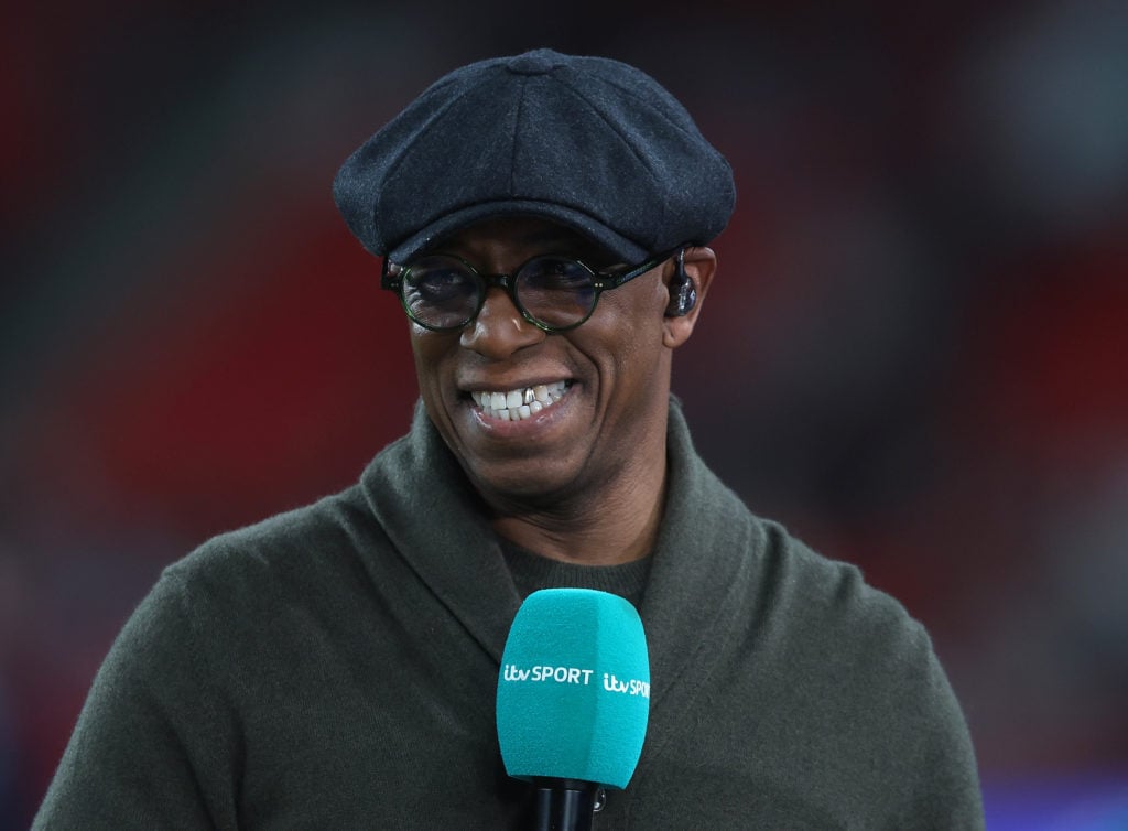 TV presenter for ITV Ian Wright during the Women's international friendly between England and the USA at Wembley Stadium on November 30, 2024 in Lo...