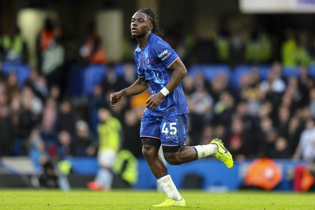 Romeo Lavia playing in midfield for Chelsea