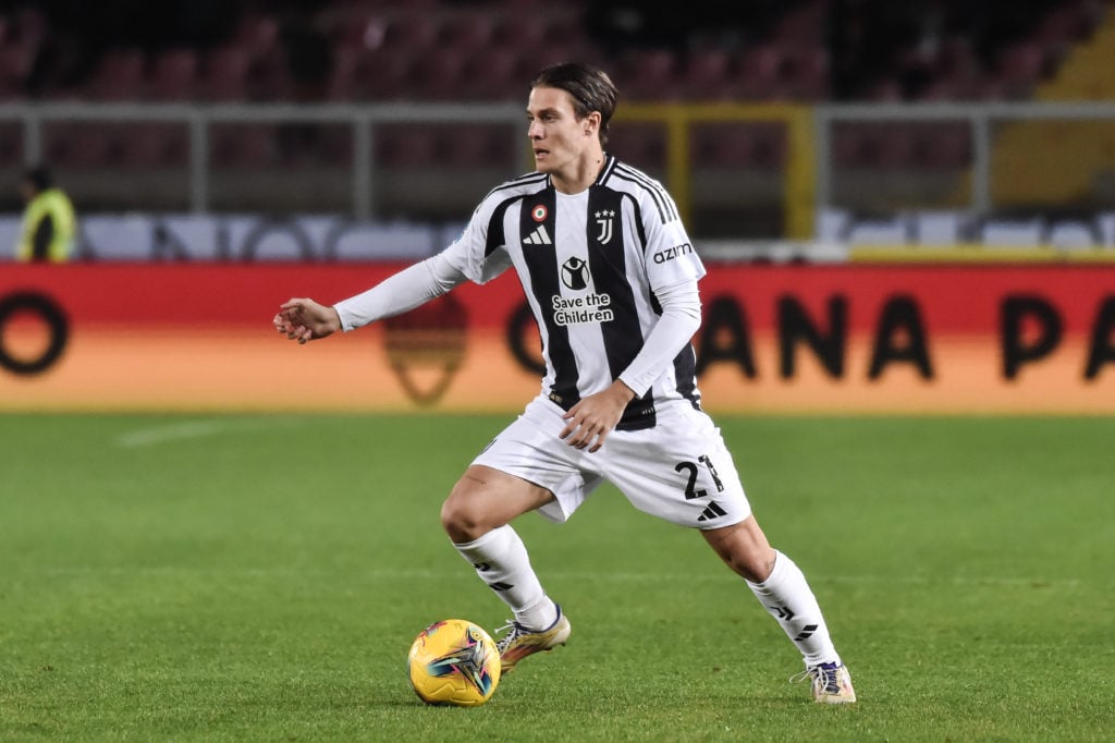 Nicolò Fagioli of Juventus during the Serie A match between Lecce and Juventus at Stadio Via del Mare on December 01, 2024 in Lecce, Italy.