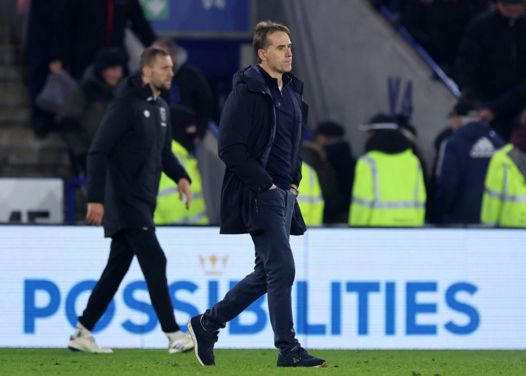 Julen Lopetegui manager / head coach of West Ham United after  the Premier League match between Leicester City FC and West Ham United FC at The Kin...