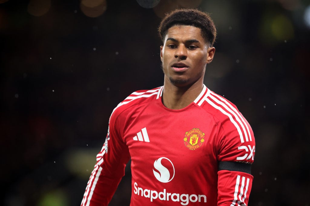 Manchester United's Marcus Rashford during the Premier League match between Manchester United FC and Nottingham Forest FC at Old Trafford on Decemb...