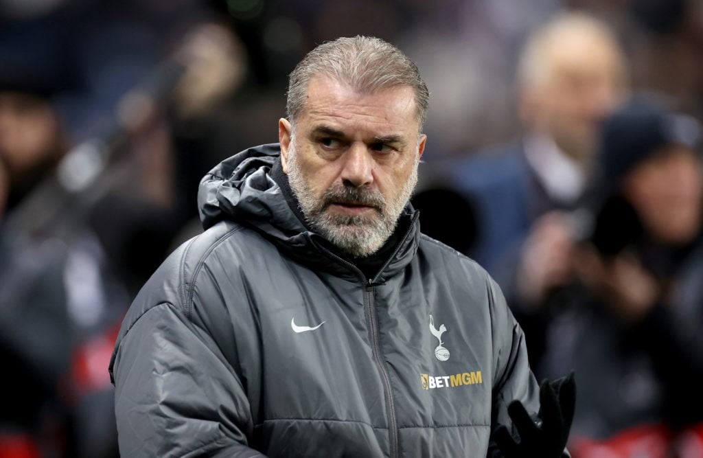 Ange Postecoglou, Manager of Tottenham Hotspur, looks on prior to the UEFA Europa League 2024/25 League Phase MD6 match between Rangers FC and Tott...