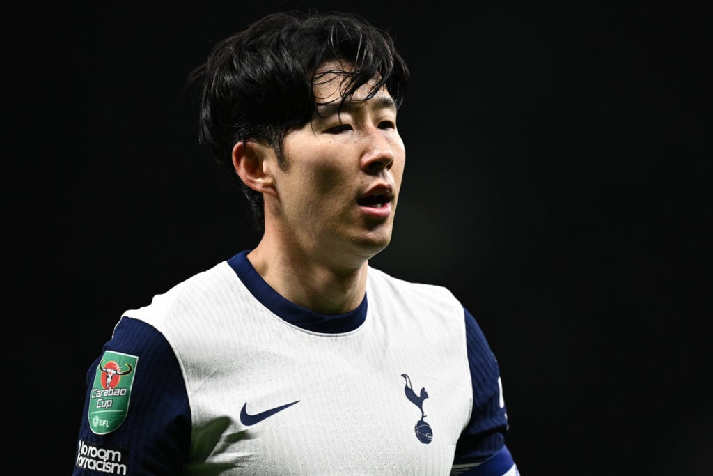 Son Heung-min of Tottenham Hotspur FC in action during the Carabao Cup Quarter Final match between Tottenham Hotspur and Manchester United at Totte...