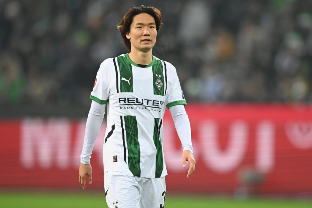 Ko Itakura of Moenchengladbach during the Bundesliga match between Borussia Mönchengladbach and Holstein Kiel at Borussia-Park on December 14, 2024...