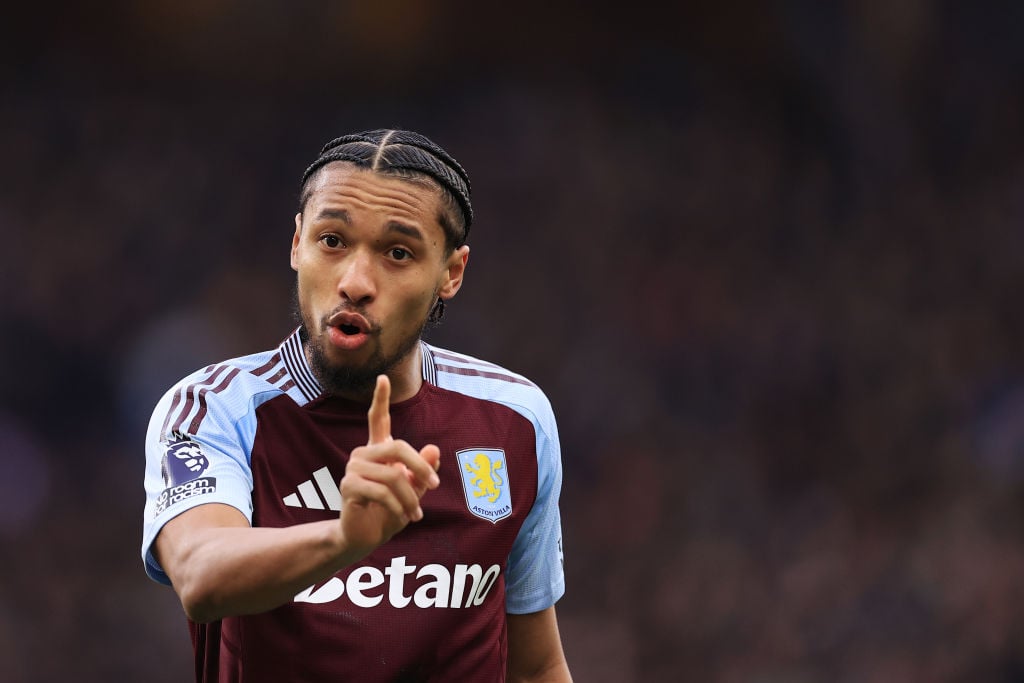 Boubacar Kamara of Aston Villa gestures during the Premier League match between Aston Villa FC and Manchester City FC at Villa Park on December 21,...