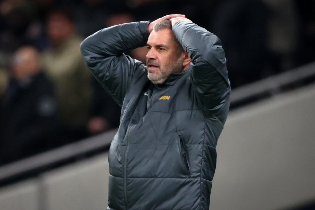 Ange Postecoglou manager / head coach of Tottenham Hotspur during the Carabao Cup Quarter Final match between Tottenham Hotspur and Manchester Unit...