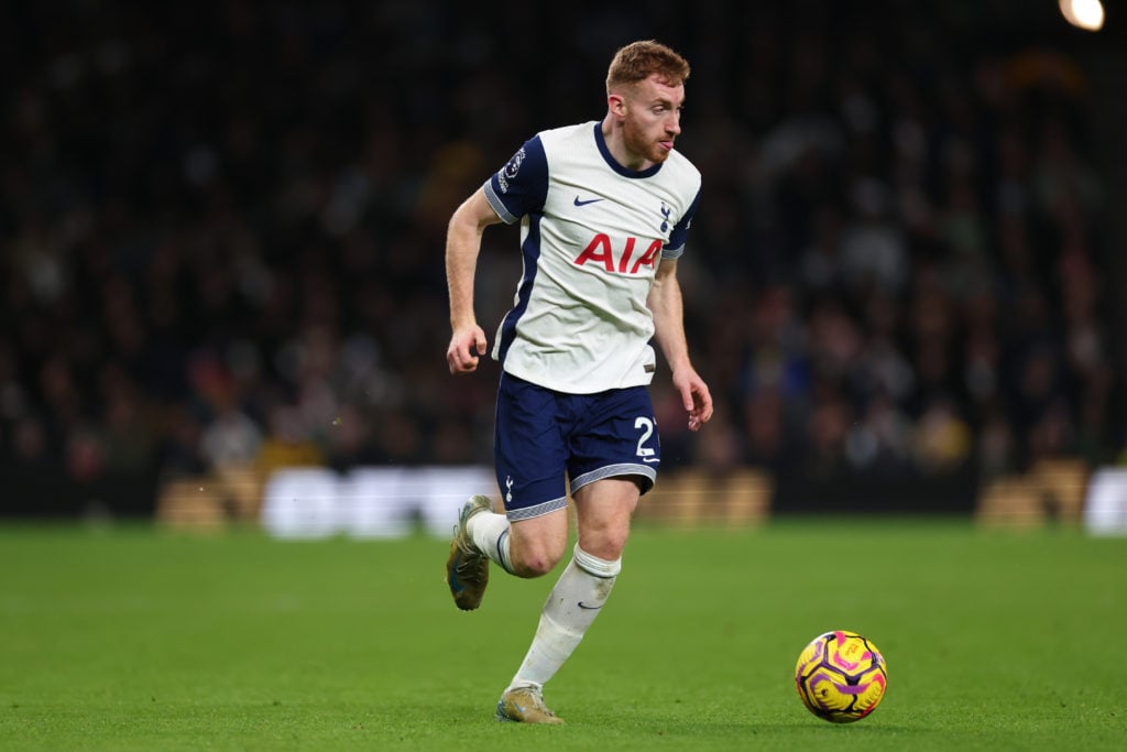 Dejan Kulusevski of Tottenham Hotspur during the Premier League match between Tottenham Hotspur FC and Liverpool FC at Tottenham Hotspur Stadium on...