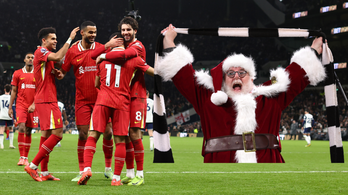 Image of Liverpool players and Santa