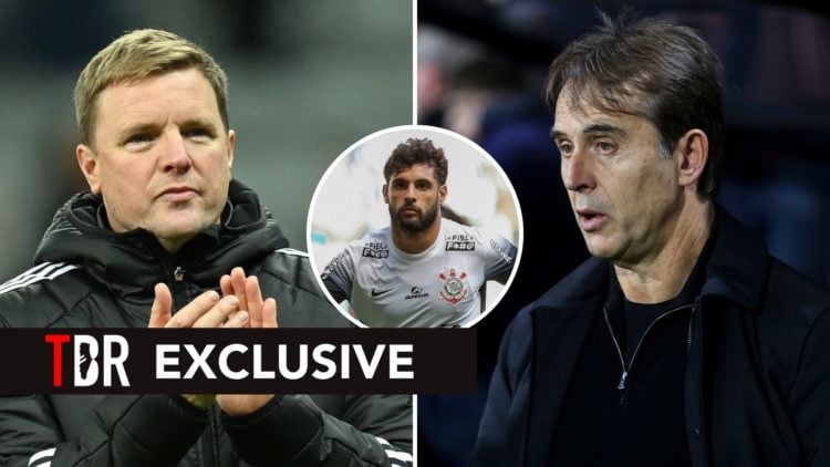 Eddie Howe and Julen Lopetegui. Inset, Yuri Alberto.