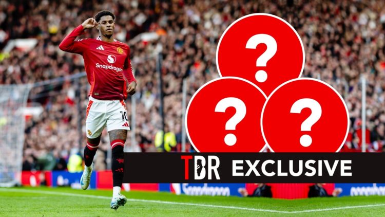 Marcus Rashford with three question mark insets