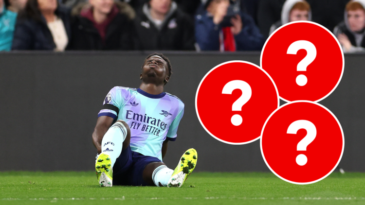 Saka injured at Palace with three question mark insets