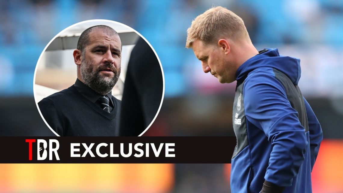 Eddie Howe looking dejected. Inset, Paul Mitchell.