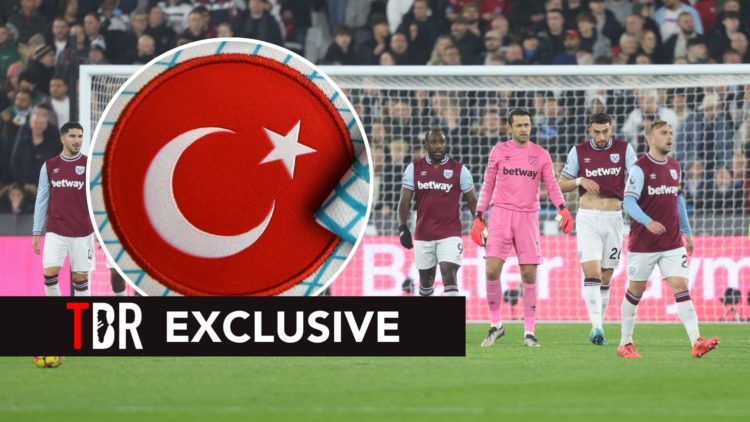 Dejection for West Ham United after conceding Arsenal's first goal during the Premier League match. Inset, the badge of Turkey's national team.