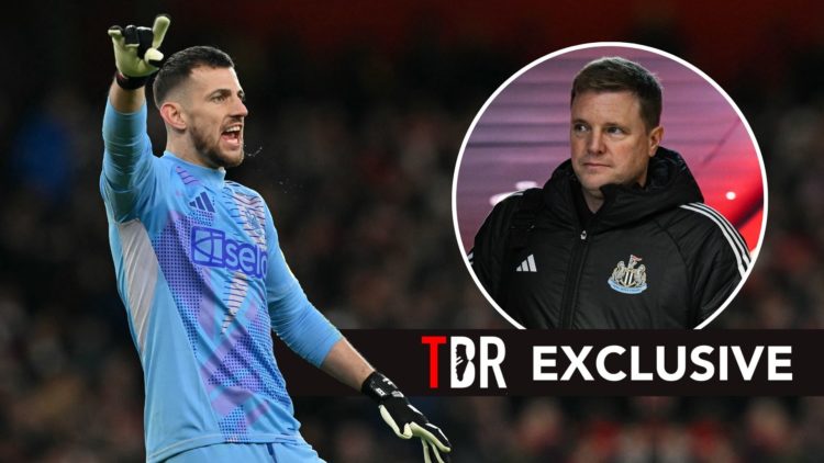 Newcastle's Martin Dubravka with Eddie Howe in the smaller circle