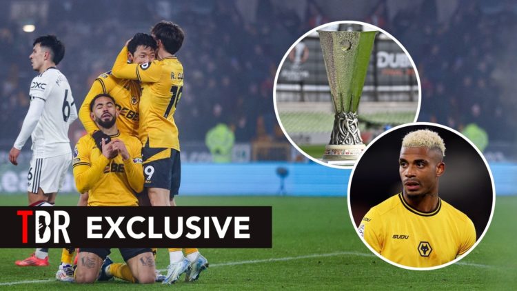 Hwang Hee-Chan of Wolves (center) celebrates his goal during the Premier League match between Wolverhampton Wanderers and Manchester United. Inset,...