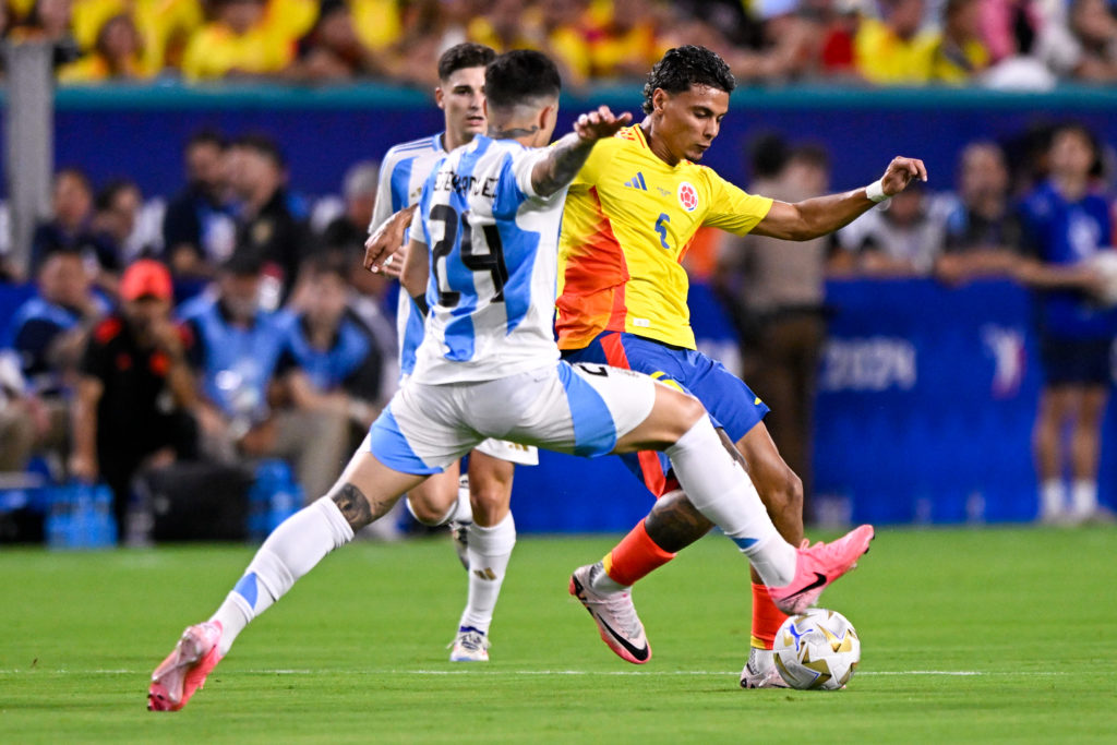 Richard Rios in action during Argentina v Colombia in the CONMEBOL Copa America USA 2024