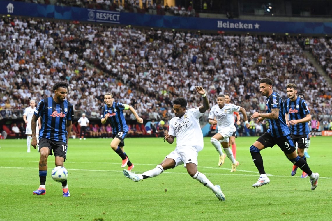 WARSCHAU - (l-r) Ederson of Atalanta BC, Rodrygo of Real Madrid CF, Ben Godfrey of Atalanta BC, Berat Djimsiti of Atalanta BC tijdens de UEFA Supe...