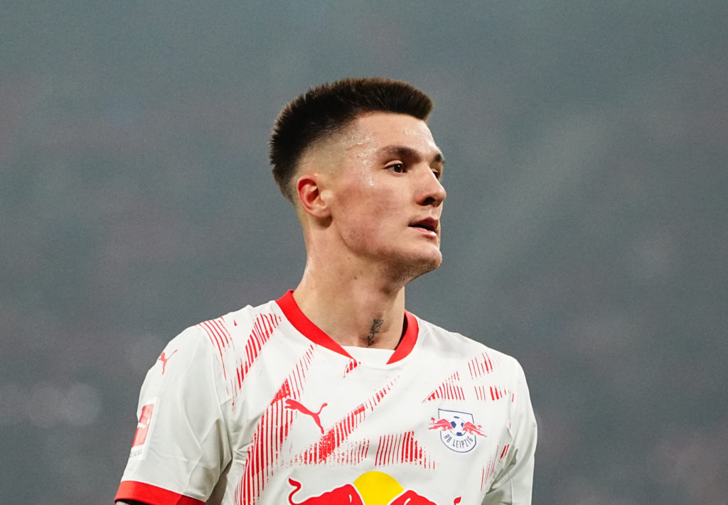 Benjamin Sesko playing for RB Leipzig