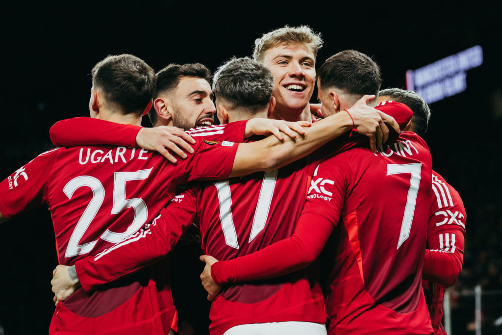 Manchester United celebrate after scoring against Bodo/Glimt.