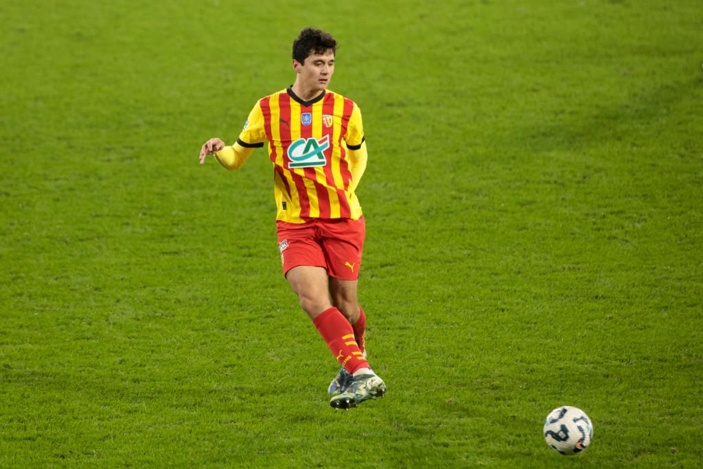 Abdukodir Khusanov of Lens during the French Cup football match between RC Lens (RCL) and Paris Saint-Germain (PSG) at Stade Bollaert-Delelis on De...