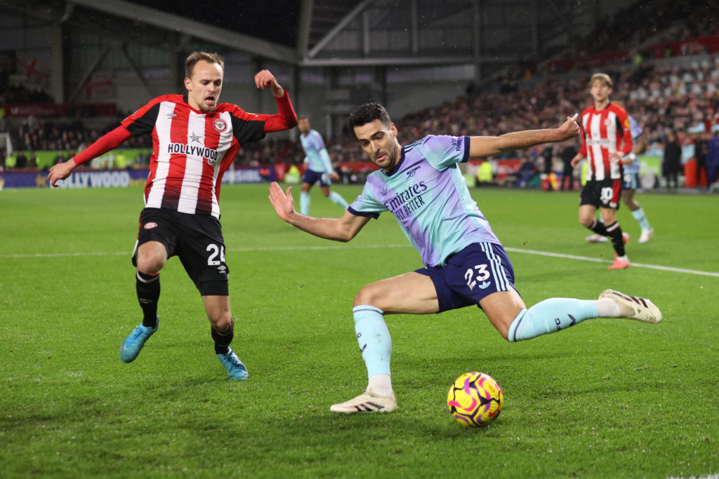 Mikkel Damsgaard during Brentford vs Arsenal in the Premier League