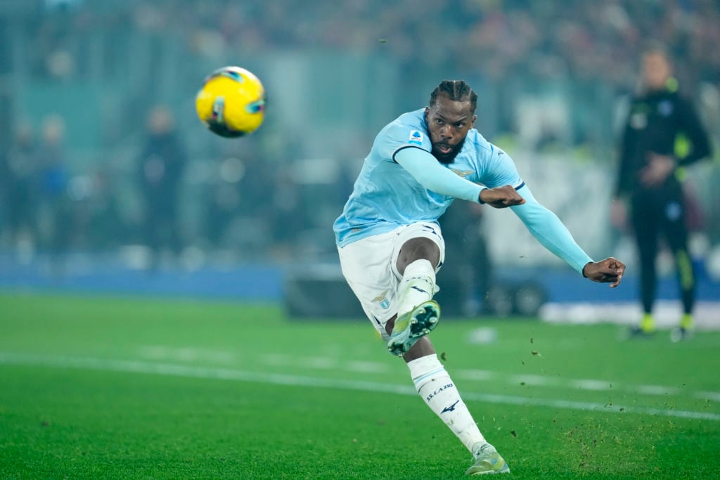 Nuno Tavares of SS Lazio in action during the Serie A match between AS Roma and SS Lazio at Olimpico on January 5, 2025 in Rome, Italy.