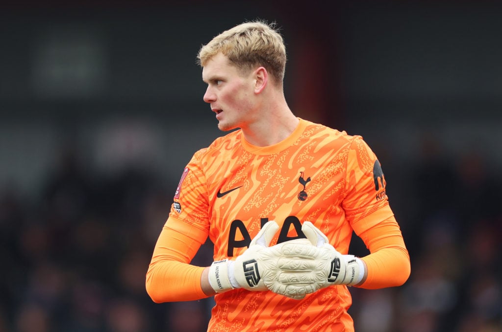 Antonin Kinsky of Tottenham Hotspur during the Emirates FA Cup Third Round match between Tamworth and Tottenham Hotspur at The Lamb Ground on Janu...