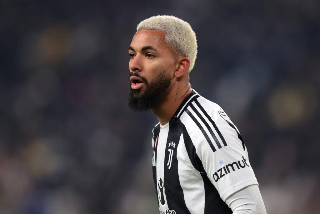 Tottenham target Douglas Luiz in action for Juventus against AC Milan in Serie A