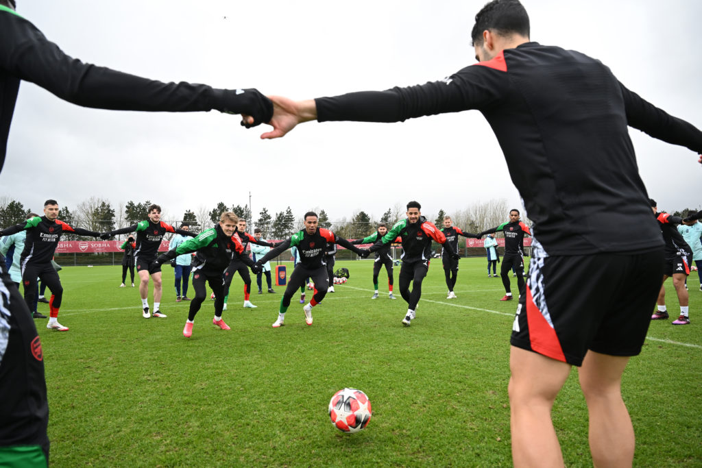 Arsenal FC Training Session And Press Conference - UEFA Champions League 2024/25 League Phase MD8