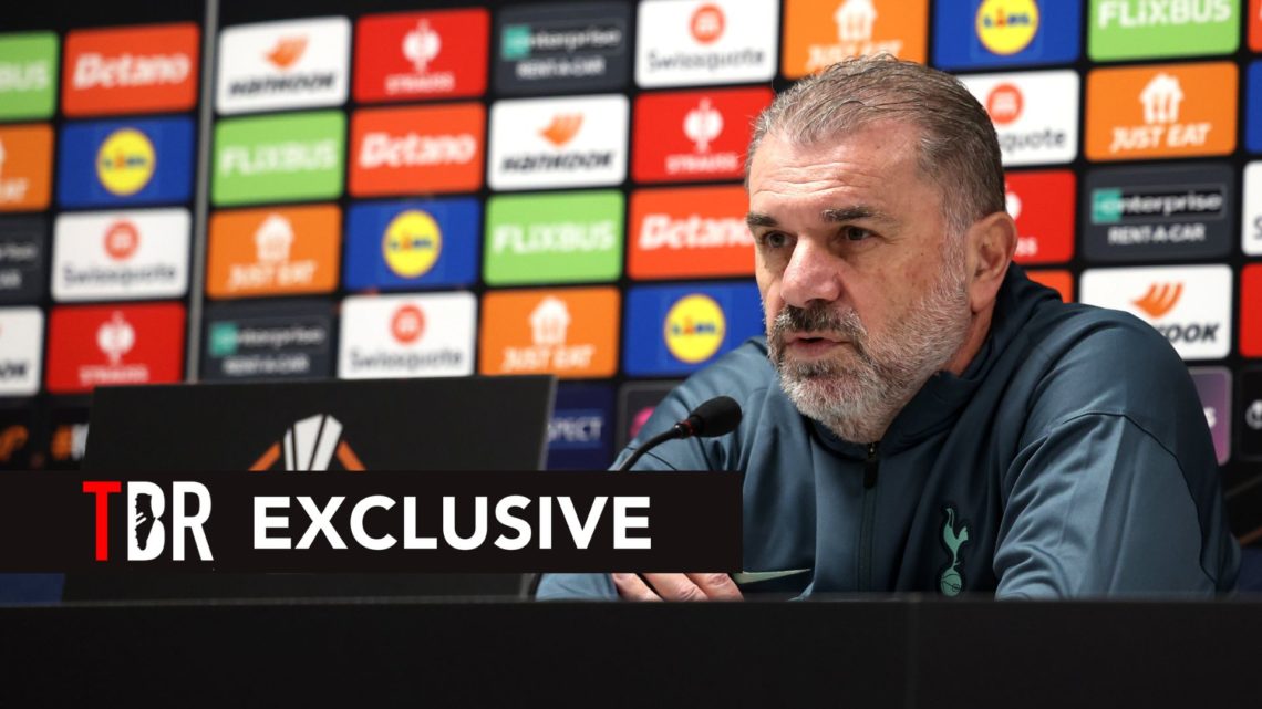 Ange Postecoglou, Manager of Tottenham Hotspur, speaks to the media during the UEFA Europa League 2024/25 League Phase MD6 training and press confe...
