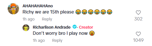 Richarlison responds to Tottenham fan reminding him of their league position