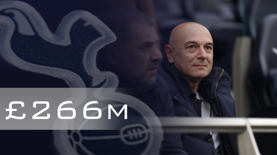 The Tottenham crest superimposed over an image of Daniel Levy