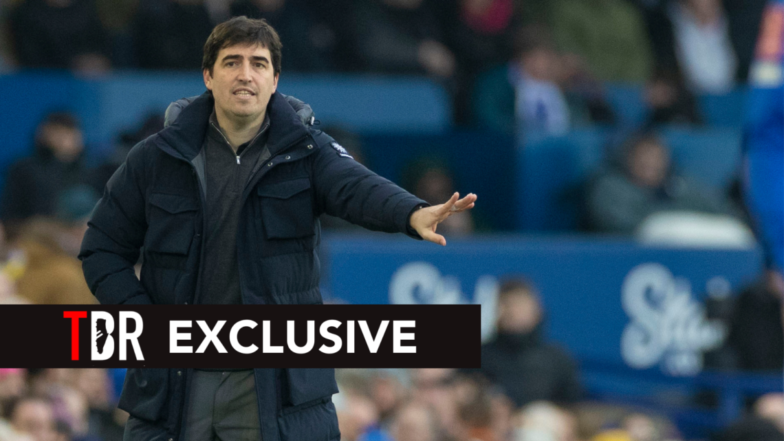 AFC Bournemouth manager Andoni Iraola gesticulates during the Emirates FA Cup Fourth Round match between Everton and Bournemouth at Goodison Park i...
