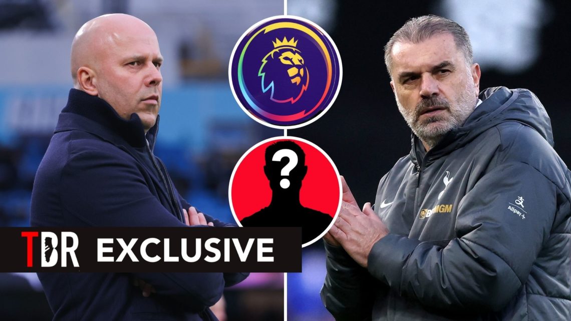 Split image of Arne Slot, manager of Liverpool, during the Premier League match between Manchester City FC and Liverpool FC, and Ange Postecoglou, ...