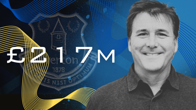 Everton owners Dan Friedkin superimposed over the club badge
