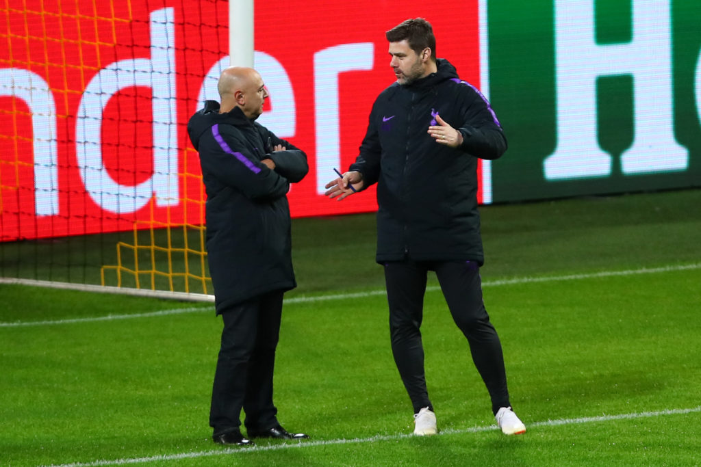 Daniel Levy and Mauricio Pochettino ahead of Tottenham Hotspur Training And Press Conference.