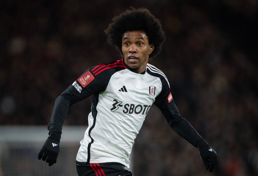 Willian of Fulham in action during the Emirates FA Cup Fourth Round match between Fulham and Newcastle United at Craven Cottage on January 27, 2024...