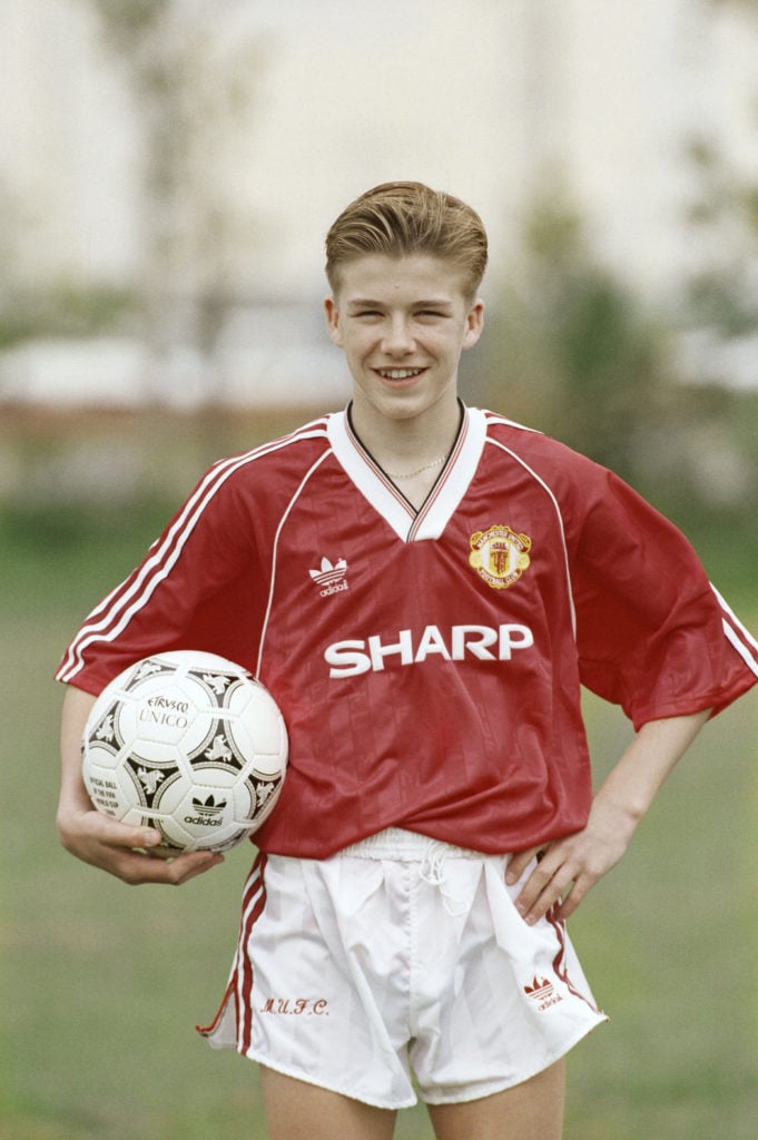 David Beckham, Aged 15 Years, Practicing His Skills In The Manchester United Football Strip, May 1990