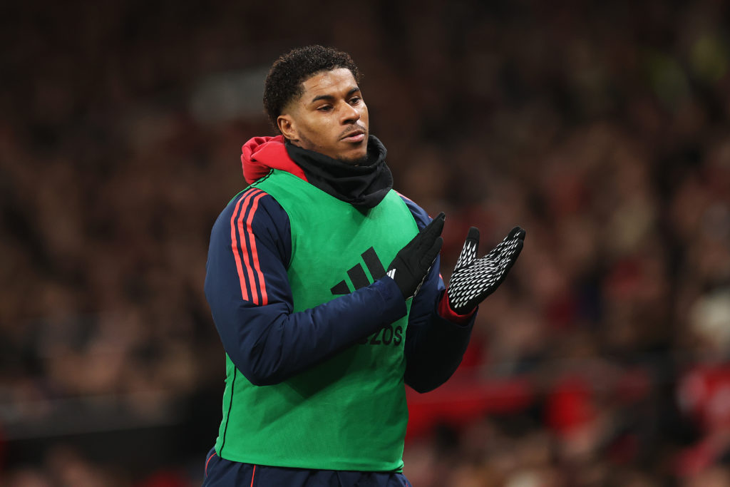 Marcus Rashford warming up