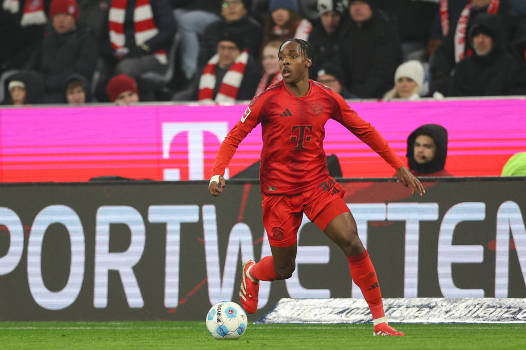 Mathys Tel of Bayern Munich seen in action during the