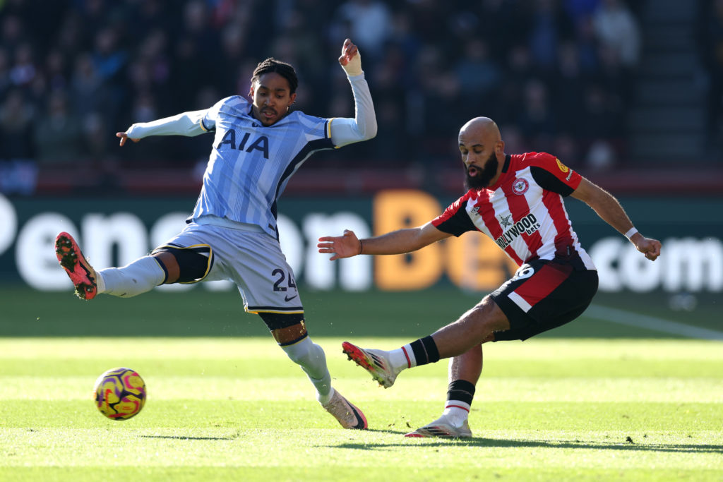 Bryan Mbeumo in action during Brentford FC v Tottenham Hotspur FC - Premier League