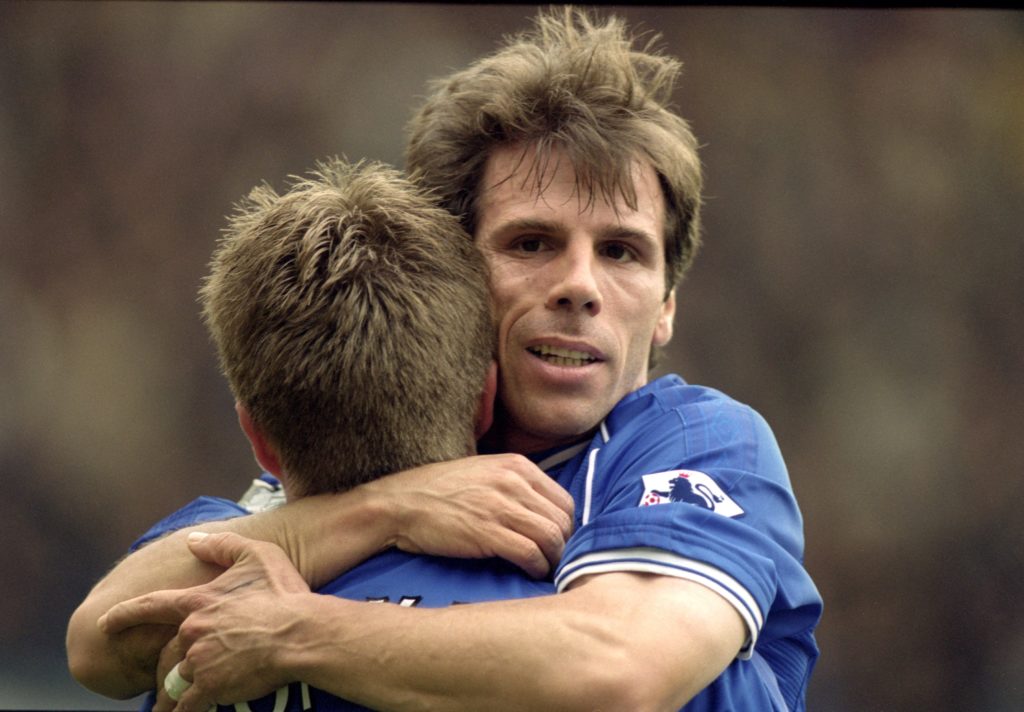 Gianfranco Zola and Jesper Gronkjaer