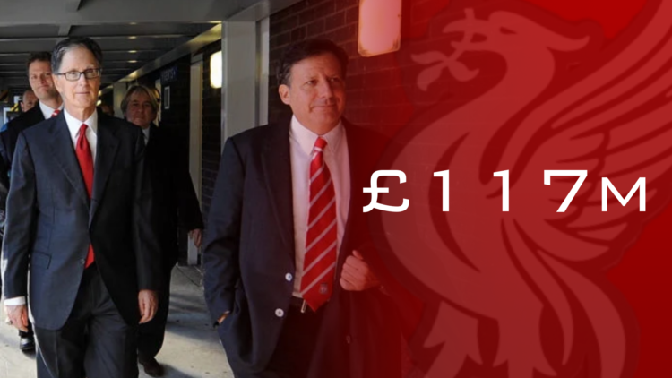 Liverpool badge superimposed onto image of FSG's John Henry and Tom Werner
